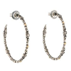 Konstantino Sterling Silver 18K Gold Medium Hoop Earrings 1.5" dia.